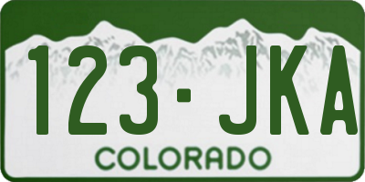 CO license plate 123JKA