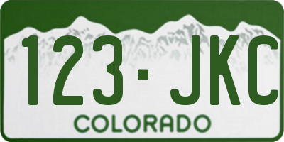 CO license plate 123JKC