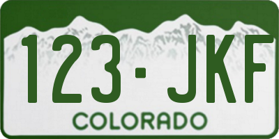 CO license plate 123JKF
