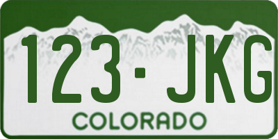 CO license plate 123JKG