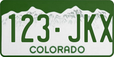 CO license plate 123JKX