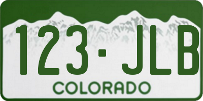 CO license plate 123JLB