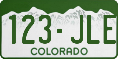 CO license plate 123JLE