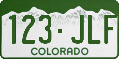 CO license plate 123JLF