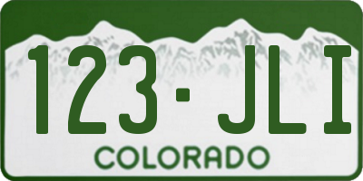 CO license plate 123JLI