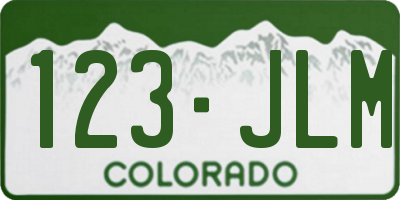 CO license plate 123JLM