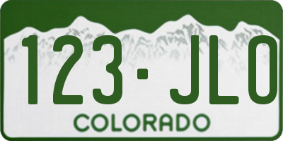 CO license plate 123JLO