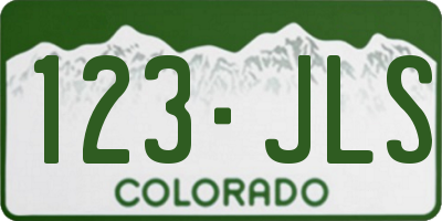 CO license plate 123JLS