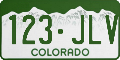 CO license plate 123JLV