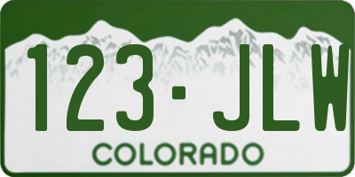 CO license plate 123JLW