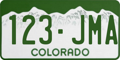 CO license plate 123JMA