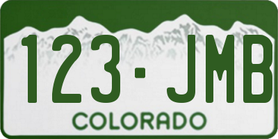 CO license plate 123JMB