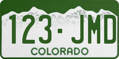 CO license plate 123JMD