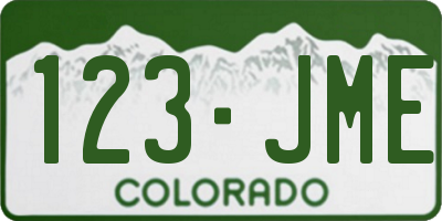 CO license plate 123JME