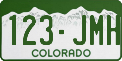 CO license plate 123JMH