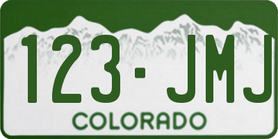 CO license plate 123JMJ