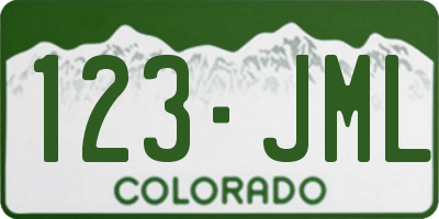 CO license plate 123JML