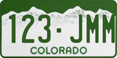 CO license plate 123JMM