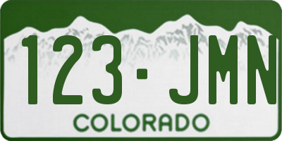 CO license plate 123JMN