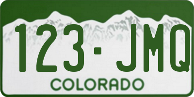 CO license plate 123JMQ