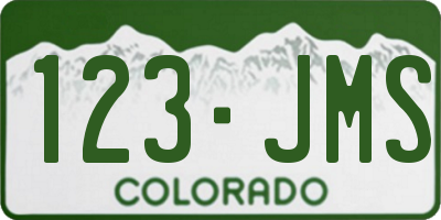 CO license plate 123JMS