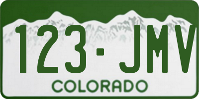 CO license plate 123JMV