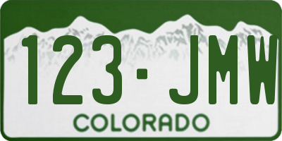 CO license plate 123JMW
