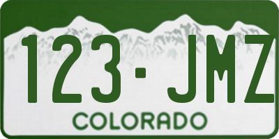 CO license plate 123JMZ