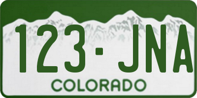 CO license plate 123JNA