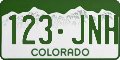 CO license plate 123JNH