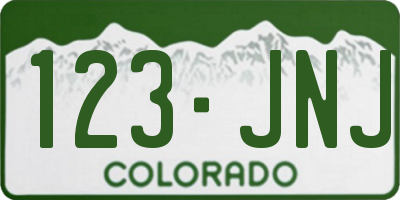 CO license plate 123JNJ