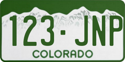 CO license plate 123JNP