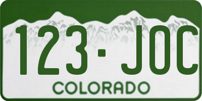 CO license plate 123JOC