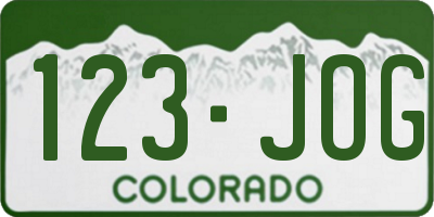 CO license plate 123JOG