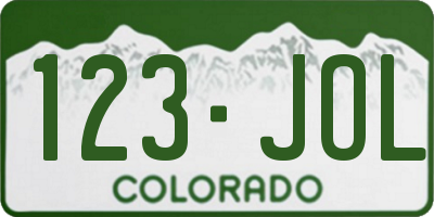 CO license plate 123JOL