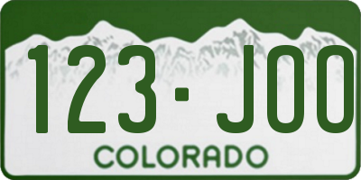 CO license plate 123JOO