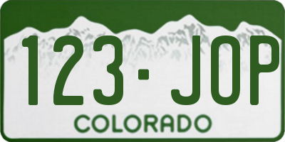 CO license plate 123JOP