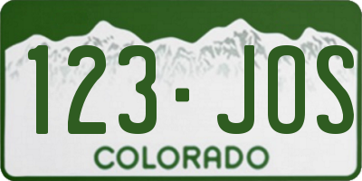 CO license plate 123JOS