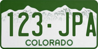 CO license plate 123JPA
