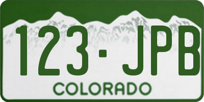 CO license plate 123JPB