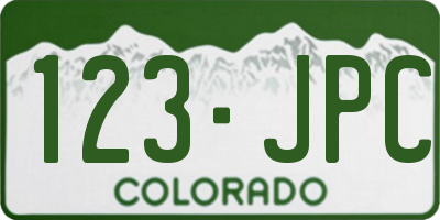 CO license plate 123JPC