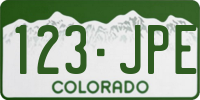 CO license plate 123JPE