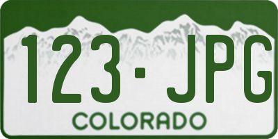 CO license plate 123JPG