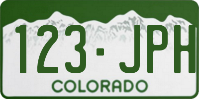 CO license plate 123JPH
