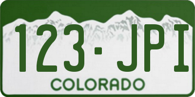 CO license plate 123JPI