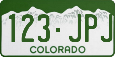 CO license plate 123JPJ