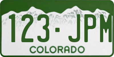 CO license plate 123JPM