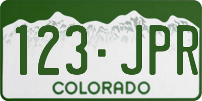 CO license plate 123JPR