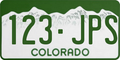 CO license plate 123JPS