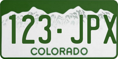 CO license plate 123JPX